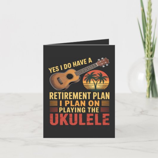 Grappig Ukelele Pensioenplan Feestdagen Kaart (Voorkant)