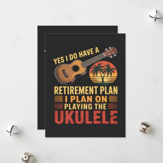 Grappig Ukelele Pensioenplan Feestdagenkaart (Voorkant / Achterkant in situ)