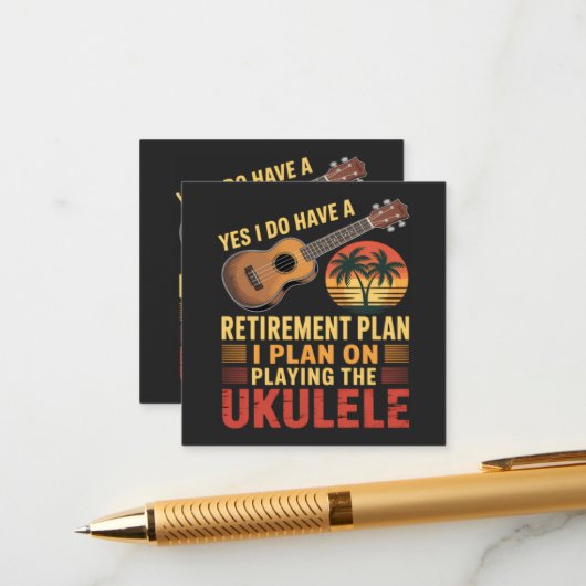 Grappig Ukelele Pensioenplan Informatiekaartje (Voorkant / Achterkant in situ)