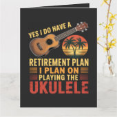 Grappig Ukelele Pensioenplan Kaart (Gele Bloem)