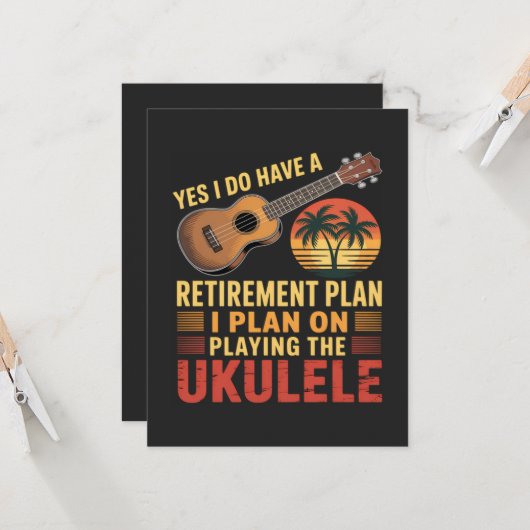 Grappig Ukelele Pensioenplan Kaart (Voorkant / Achterkant in situ)