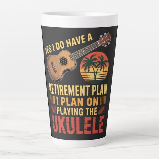 Grappig Ukelele Pensioenplan Latte Mok (Voorkant)
