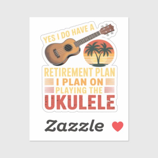 Grappig Ukelele Pensioenplan Sticker (Vel)