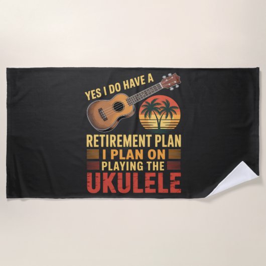 Grappig Ukelele Pensioenplan Strandlaken (Voorkant)
