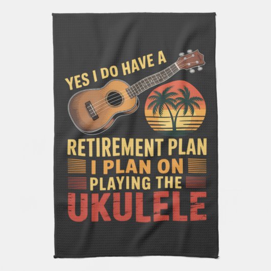 Grappig Ukelele Pensioenplan Theedoek (Verticaal)