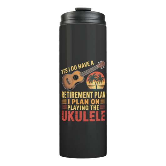 Grappig Ukelele Pensioenplan Thermosbeker (Voorkant)