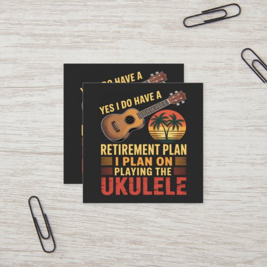 Grappig Ukelele Pensioenplan Vierkante Visitekaartje (Voorkant / Achterkant in situ)