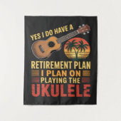 Grappig Ukulele Pensioenplan Wandkleed (Voorkant)