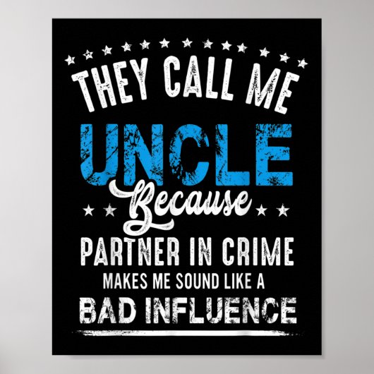 Grappig Uncle Gift Shirt, Uncle Partner in Crime Poster (Voorkant)