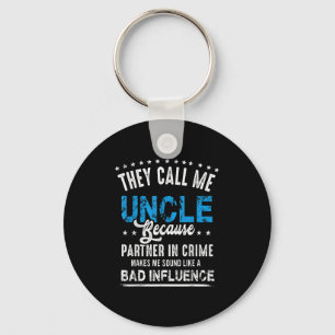 Grappig Uncle Gift Shirt, Uncle Partner in Crime Sleutelhanger