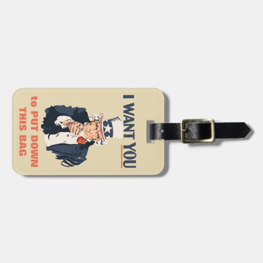 Grappig Uncle Sam Patriotic Custom Bericht Bagagelabel (Voorkant horizontaal)