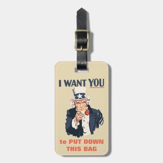 Grappig Uncle Sam Patriotic Custom Bericht Bagagelabel (Voorkant verticaal)