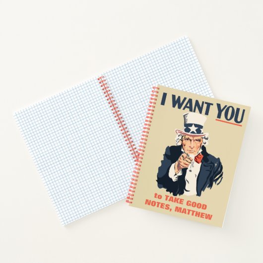 Grappig Uncle Sam Patriotic Custom Bericht Notitieboek (Binnen)