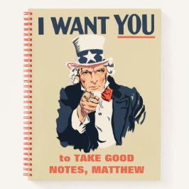 Grappig Uncle Sam Patriotic Custom Bericht Notitieboek