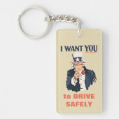 Grappig Uncle Sam Patriotic Custom Bericht Sleutelhanger (Voorkant)