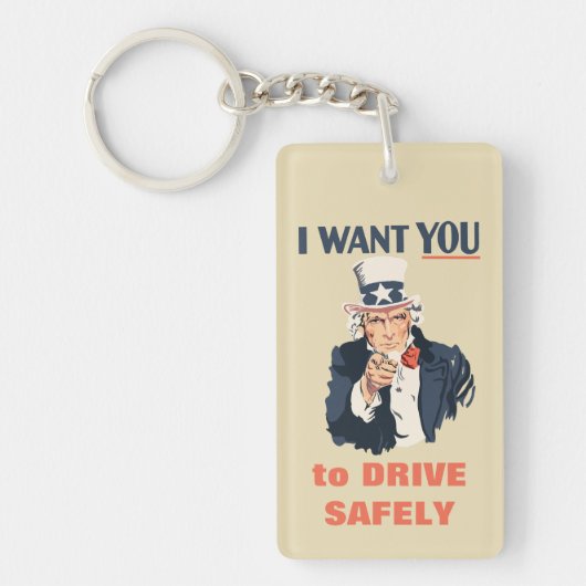 Grappig Uncle Sam Patriotic Custom Bericht Sleutelhanger (Voorkant)