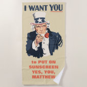 Grappig Uncle Sam Patriotic Custom Bericht Strandlaken (Voorkant)