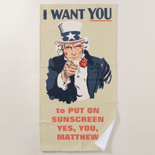 Grappig Uncle Sam Patriotic Custom Bericht Strandlaken (Voorkant)