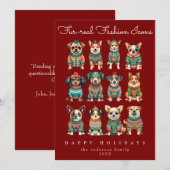 Grappig Uniek Rode Kerst Humor Mode Huisdieren Hon Feestdagenkaart (Voorkant / Achterkant)