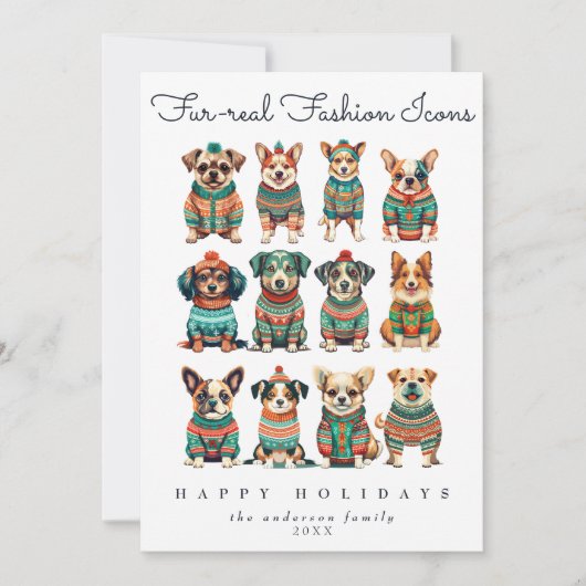 Grappig Unieke Kerst Humor Mode Huisdieren Honden Feestdagenkaart (Voorkant)