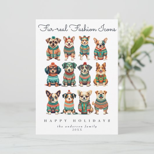 Grappig Unieke Kerst Humor Mode Huisdieren Honden Feestdagenkaart (Staand voorkant)