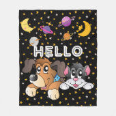 Grappig universum zwarte maansterren kinder fleece deken (Voorkant)