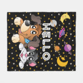 Grappig universum zwarte maansterren kinder fleece deken (Voorkant (Horizontaal))