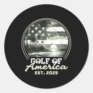 Grappig USA Amerika Shirt Golf van Amerika EST 202 Ronde Sticker