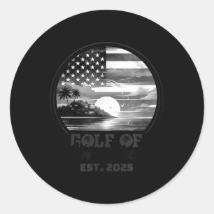 Grappig USA Amerika Shirt Golf van Amerika EST 202 Ronde Sticker