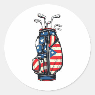 Grappig USA Flag Golf T-shirt 4 juli Patriotic Gol Ronde Sticker