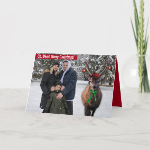 Grappig uw kerstfoto met een deer Custom Pic  Feestdagen Kaart