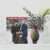 Grappig uw kerstfoto met een deer Custom Pic Feestdagenkaart (Staand voorkant)