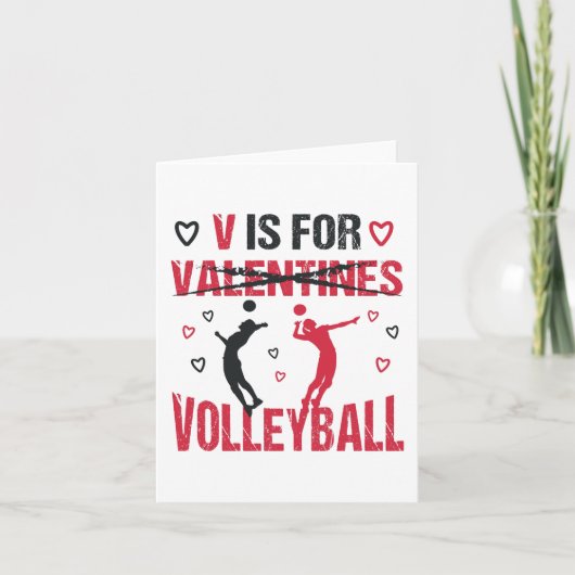 Grappig V is voor Volleybal Valentijnsdag Cadeau Kaart (Voorkant)