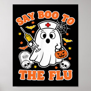 Grappig vaccin zeg nee tegen de griepspookverpleeg poster