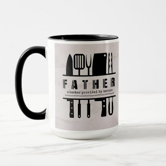 Grappig vader papa Beige en zwart Two Tone Mok (Links)