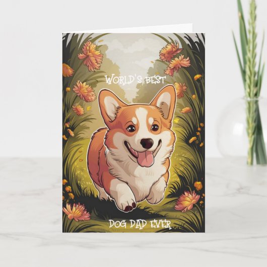 Grappig Vaderdag Corgi Dog Pap Wenskaart Bedankkaart (Voorkant)
