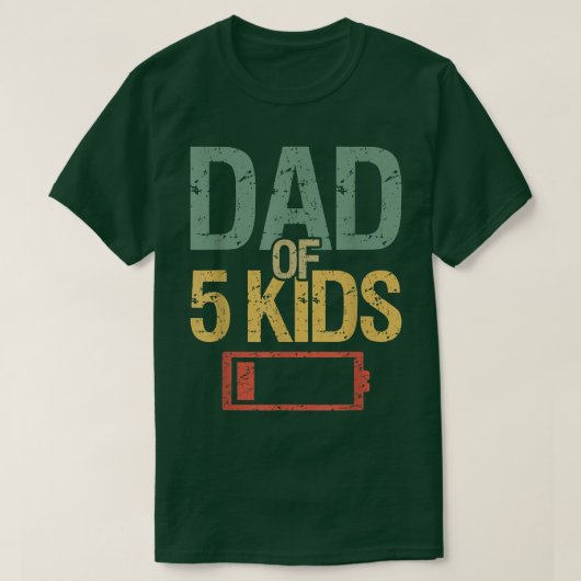 Grappig Vaderdag, getild pap van 5 Kinder lagekoes T-shirt (Design voorkant)