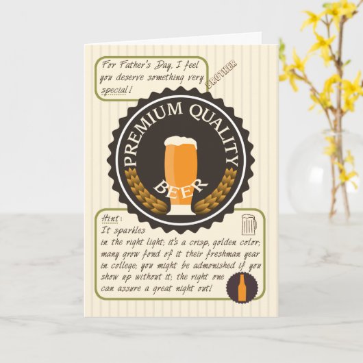 Grappig Vaderdag Retro Bierlabel voor Brother Kaart (Gele Bloem)