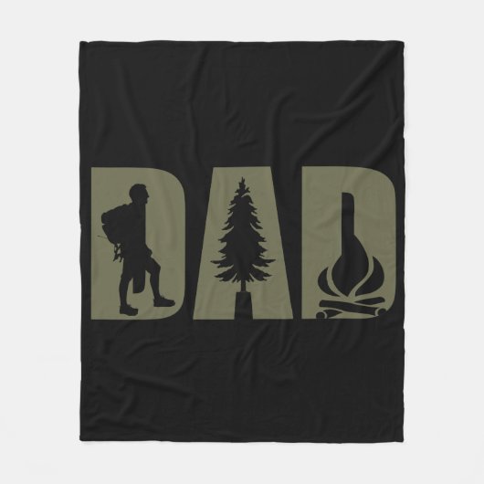 Grappig vadersdag cadeau wandelen kamperen vader fleece deken (Voorkant)