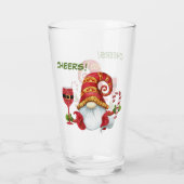 Grappig Vakantie Feest Gnome Cheers Glas (Achterkant)