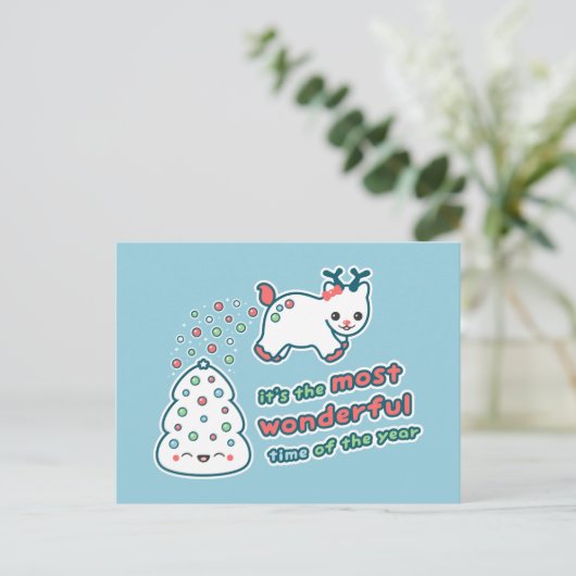 Grappig vakantie rendier feestdagenkaart (Staand voorkant)