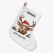 GRAPPIG Vakantie Rendier Grote Kerstsok (Voorkant (Hangend))