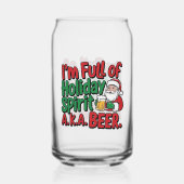Grappig Vakantie spirit biertje Kerst drink feest Blikvorm Glas (Achterkant)