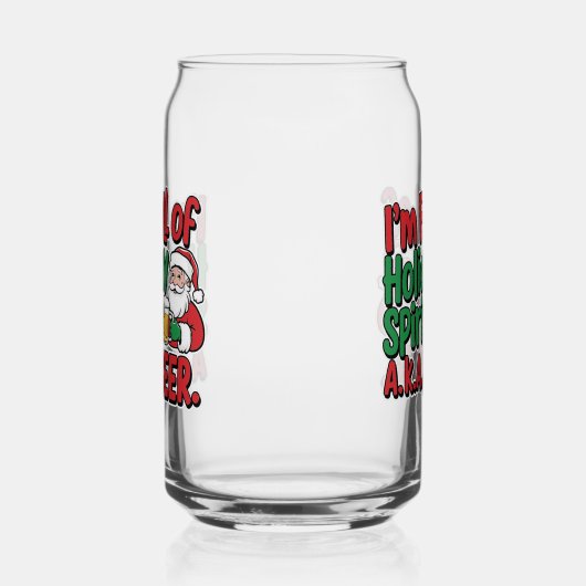 Grappig Vakantie spirit biertje Kerst drink feest Blikvorm Glas (Links)