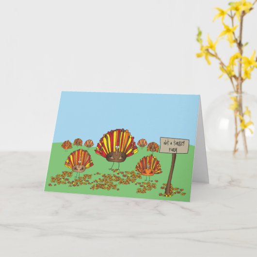 Grappig, Vakantie, Thanksgiving Turkije Cartoon Kaart (Gele Bloem)