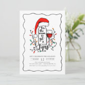 Grappig Vakantie Uitnodiging Wijn Thema (Staand voorkant)