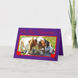 Grappig Valentijn met Basset Hounds, Hearts & Cupc Feestdagen Kaart