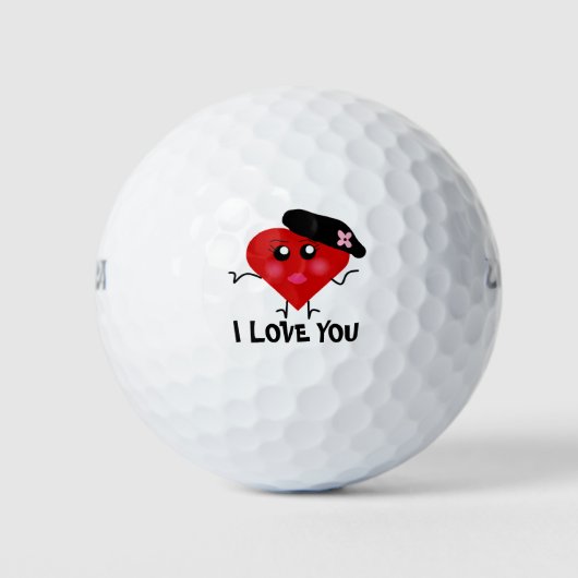 Grappig Valentijnsdag dat ik van je hou, Rode Hear Golfballen (Voorkant)