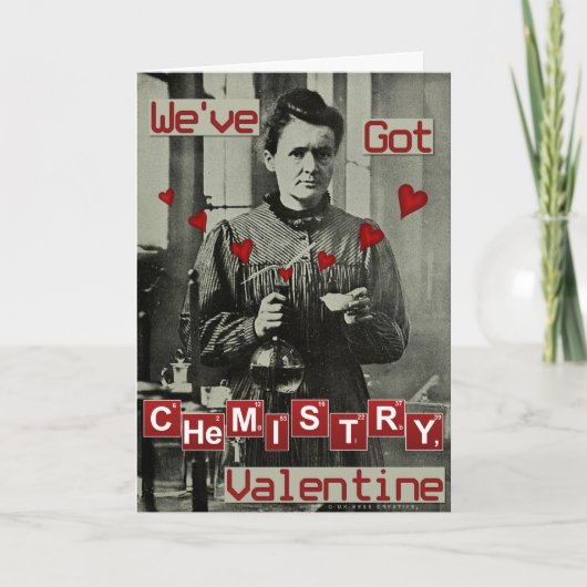 Grappig Valentijnsdag Marie Curie Chemistry Nerdy Feestdagen Kaart (Voorkant)
