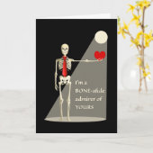 Grappig Valentijnsdag Skelet, Bone-afide Admirer Kaart (Gele Bloem)
